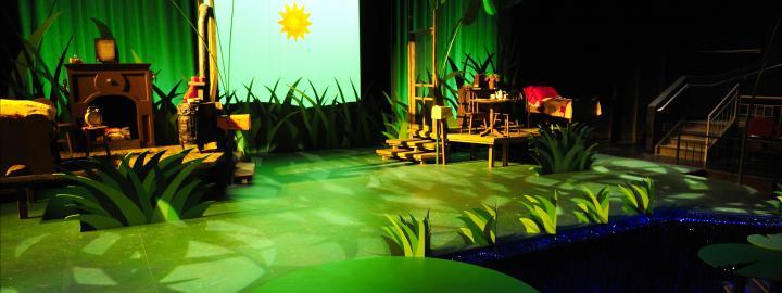 Stage set up for theatrical production.